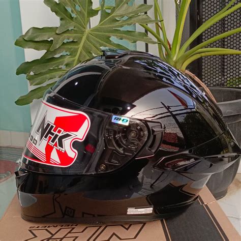 Jual HELM NHK MARK 1 SOLID BLACK GLOSS DOUBLE VISOR FULL FACE TERBARU