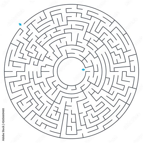 Maze Labyrinth Vector Illustration Round Circular Maze High