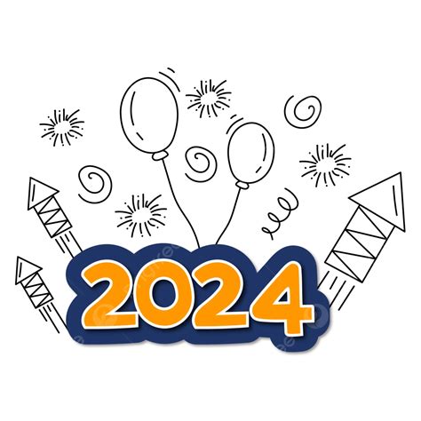 2024 Happy New Year Design With Doodle 01 Vector Ear Drawing Happy