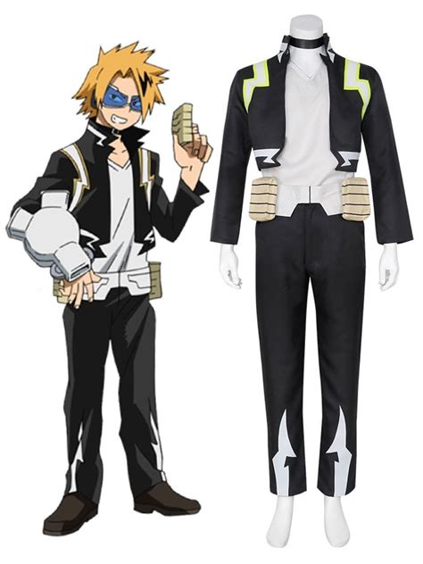 My Hero Academia Cosplay Denki Kaminari Costumes Gilet Pantalon Noir Polyester Déguisements