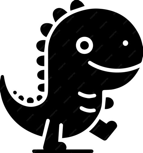 Premium Vector | Minimal Funny cartoon dinosaur vector silhouette silhouette black color white ...