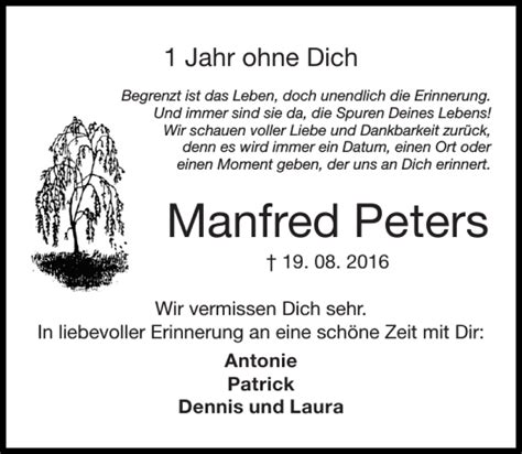 Traueranzeigen Von Manfred Peters Aachen Gedenkt