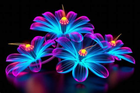 Premium Ai Image Fantastic Glowing Flowers