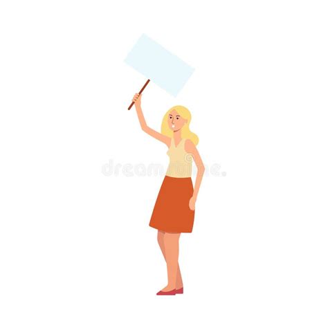 Woman Protester Vector Illustration Young African Girl Keeping