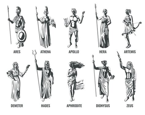 Greek Olympian Gods Set Vector Free Download