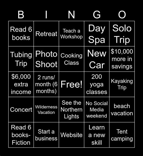 2024 Goals Bingo Card