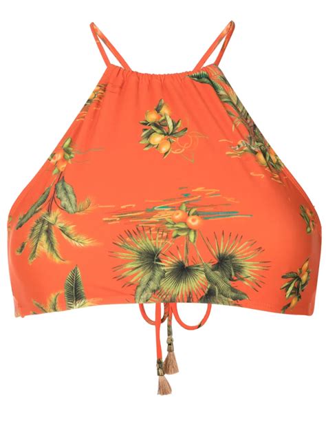 Lygia Nanny Ilana Botanical Print Bikini Top Orange FARFETCH