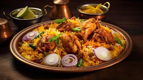 Premium AI Image | indian chicken biryani on a bowl