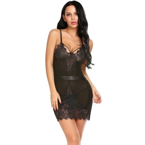 Avidlove Sleepwear Sexy Lingerie Nightwear Backless Lingerie V Neck Lace Sexy Nightgown Babydoll