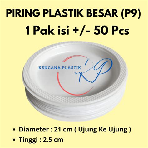 Piring P9 Piring Plastik Putih Susu Besar P9 Isi 50 Pcs Piring Makan