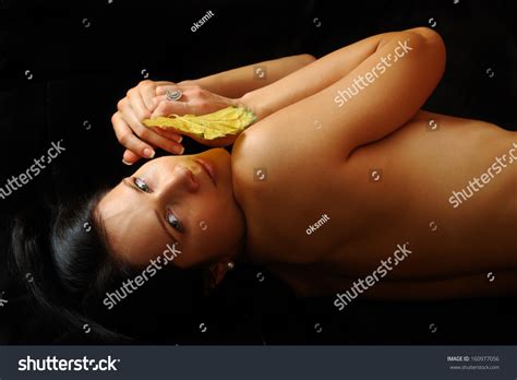 Naked Woman Lying On Black Background Stock Photo Shutterstock