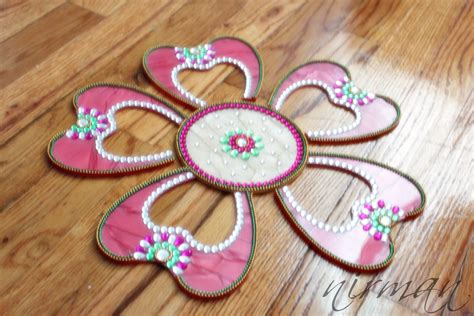 White And Pink Rangoli Kundan Bollywood Inspired Acrylic Etsy India