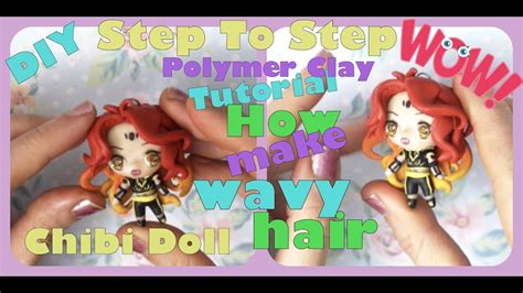 chibi wavy hair tutorial polymer clay step  step youtube
