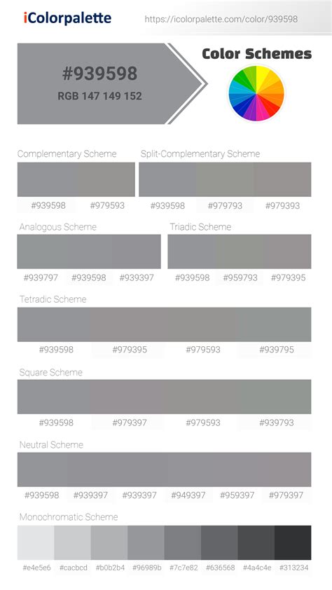 Pantone Cool Gray 8 U Color Hex Color Code 939598 Information Hsl