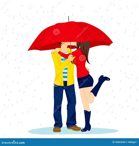 Hiding Kiss Under Umbrella Stock Vector Illustration Of Autumn 35663640