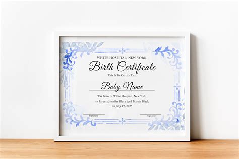 Birth Certificate Template, Printable Certificate of Birth, Baby Gift