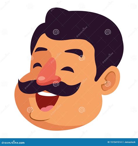 Hombre Con El Personaje De Dibujos Animados Del Avatar Del Bigote