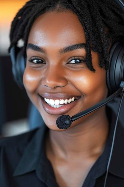 Premium Photo Smiling Darkskinned African American Woman Wearing