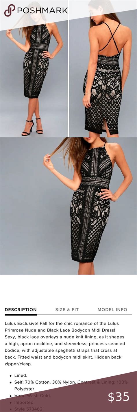 Lulus Primrose Nude And Black Lace Bodycon Midi Dress Lace Bodycon Midi Dress Black Lace