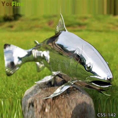 Outdoor High Polished Metal Fish Sculpture For Sale CSS 142 YouFine