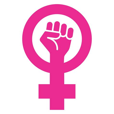 Pink feminism icon. Girls power symbol. Fight for your rights sign