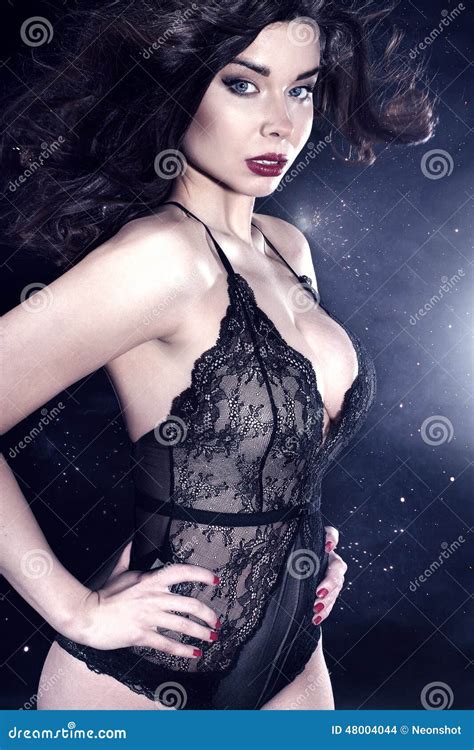 Brunette Woman Posing In Lingerie Stock Photo Image Of Lovely Glamour 48004044