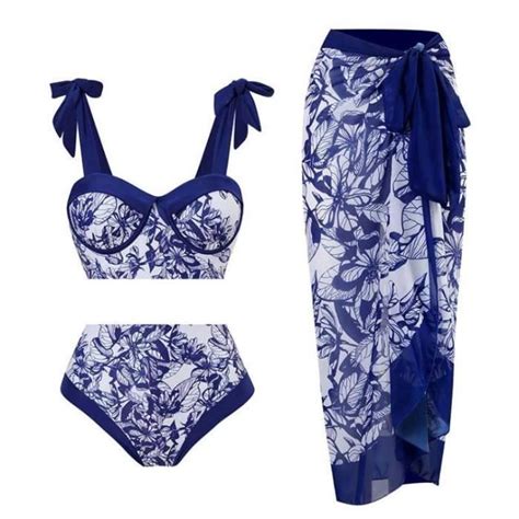 Maillot De Bain Femme Bikini Taille Haute Imprime Mode Sexy