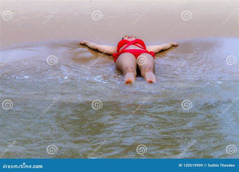 Woman Red Bikini Happy Relax On Beach Stock Image Image Of Relax