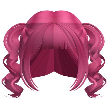 Short Curly Pigtails W Bangs Hot Pink Roblox