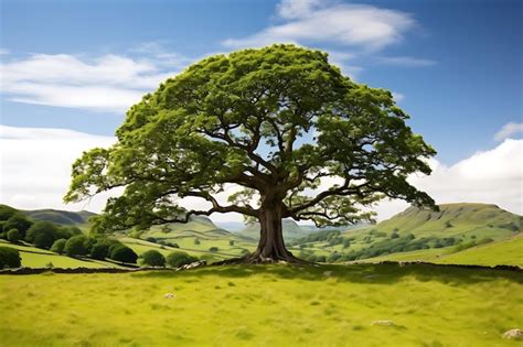 Premium Ai Image Photo Of In A Grassy Landscape Oak Tree