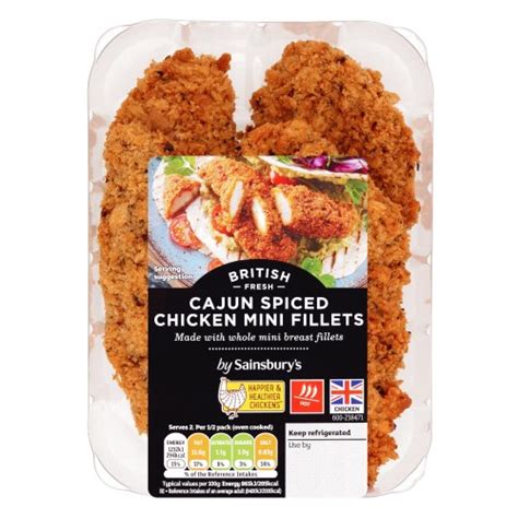 Sainsbury S Cajun Spiced Breaded Fresh British Chicken Mini Fillets 305g Compare Prices