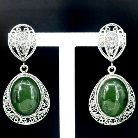 Серьги (с1175, Нефрит, вес 17.93 гр) из серебра – купить от завода ...