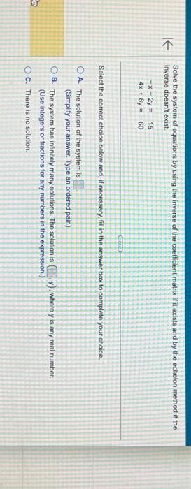 Solved Solve the system of equations by using the inverse of | Chegg.com