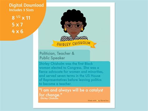 Download Shirley Chisholm Biography, Facts, Portrait for School