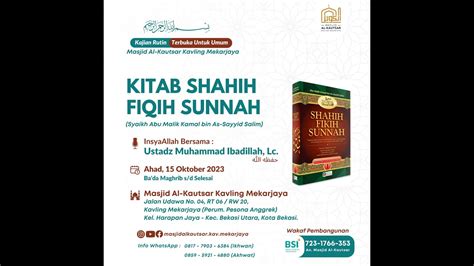 Ustadz Muhammad Ibadillah Lc Kitab Shahih Fiqih Sunnah Youtube