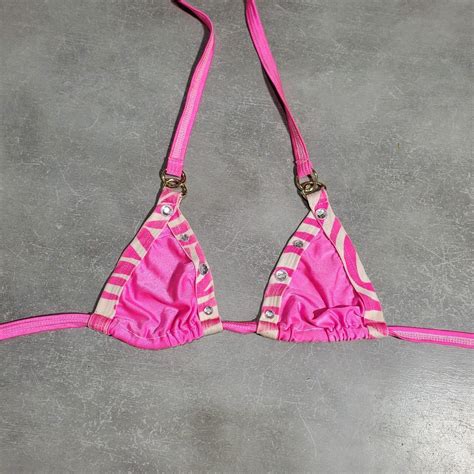Pink Zebra Stripper Bikini Top Custom Made Chain Depop