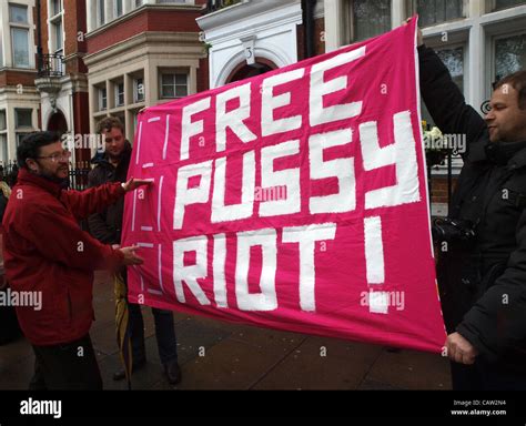 Free Pussy Riot Demo Outside Of The Russian Embassy In London Demonstrators Were Out In Support