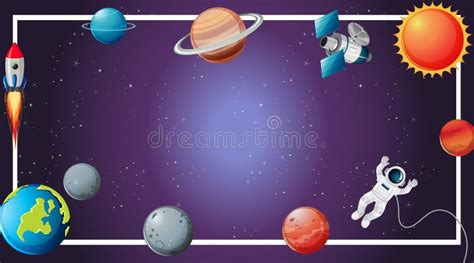 Solar system border scene stock illustration. Illustration of globe ...