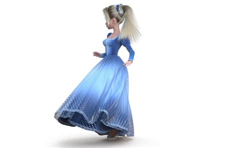 3D Cartoon Princess Blonde Standing Blue TurboSquid 2270944