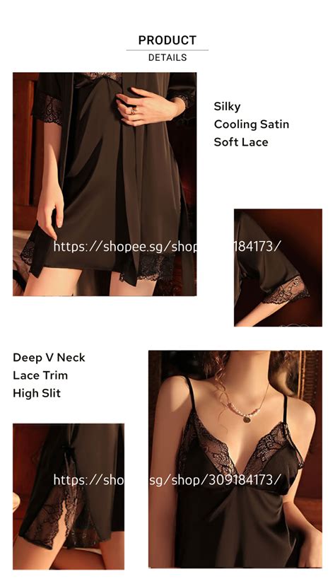 Sg Stock Fumiko Sexy Lingerie Sets Lace Night Dress Silk Sleepwear Women Pyjamas Dress Satin