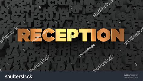 reception gold text  black background stock illustration
