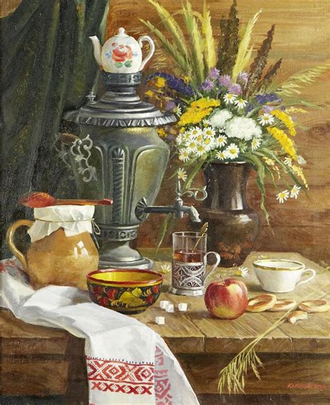 Russian samovar - русский самовар | Картины, Художественная роспись ...