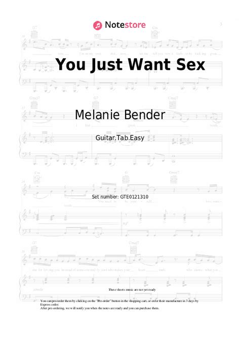 Melanie Bender You Just Want Sex Chords Guitar Tabs On Note Guitar Tab Easy Sku