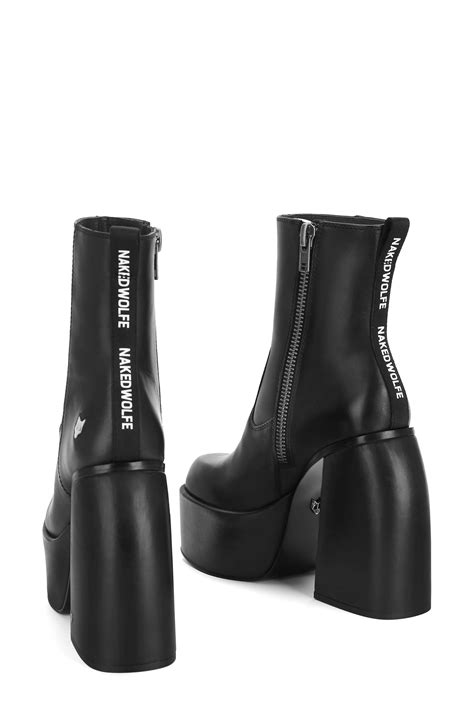 NAKED WOLFE Jailbreaker Platform Boot In Black Leather Smart Closet