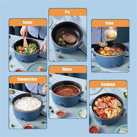 Electric Hot Pot Portable Electric Skillet With Non Stick Coating Mini Rice Cooker For Stir Fry