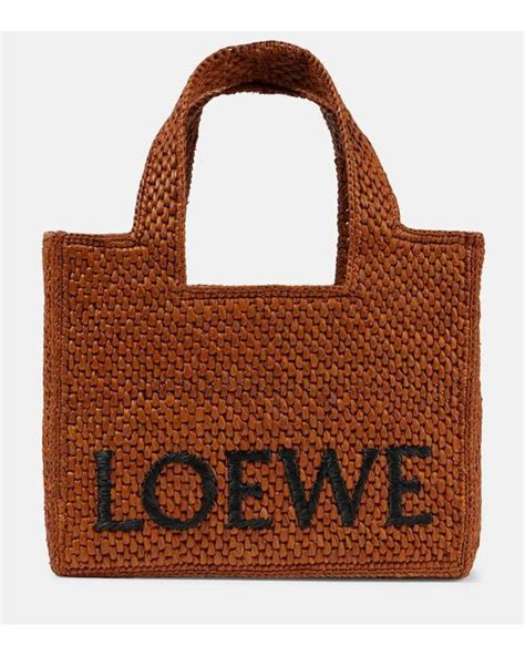 Loewe Paula S Ibiza Font Small Raffia Tote Bag In Brown Lyst