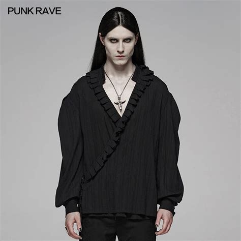 Punk Rave Men S Loose Shirt Fashion Visual Kei Gothic Style Top Wy1113b Casual Shirts Aliexpress