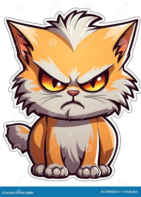 Evil Kitten Sticker In Cartoon Style Isolated Isolated Ai Stock