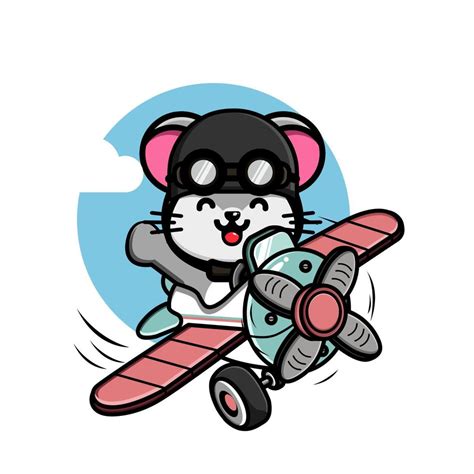 Cute little mouse flying with airplane illustration 13317002 Vector Art at Vecteezy