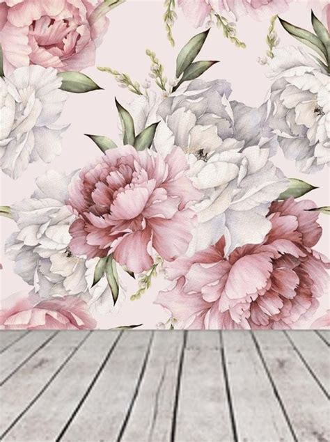 Large Peony Wallpaper Mural Peony Watercolor Wallpaper Soft Etsy